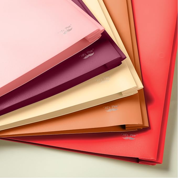 Mr. Pen- Plastic Folders with Pockets and Prongs, 5 Pack, Letter Size, Sunset Shades, Flexible Plastic Folders with Prongs