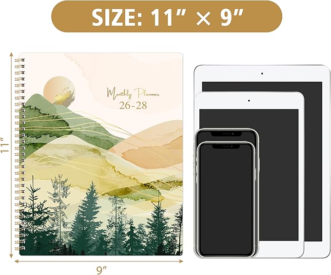 2026-2028 Monthly Calendar Planner - 9" × 11", Large 3 Year Monthly Planner, MAY. 2026 - DEC. 2028, Large Calendar with Tab, Premium Paper, Back Pockets