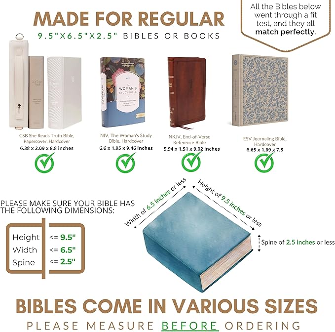 Quilted Bible Case for 6.5 X 9.5 inch Books, Bible Carrying Case for Women, Blue Bible Cover