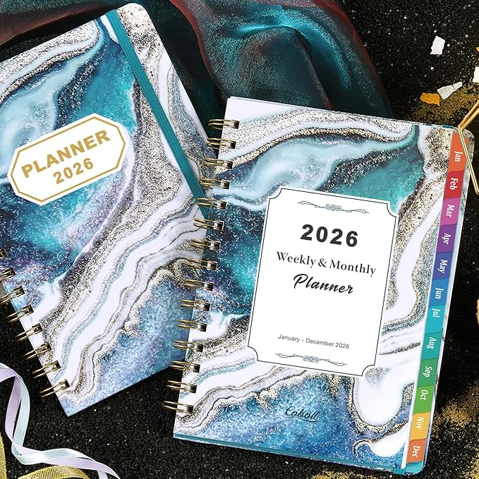 Planner 2026-2027 - 2026 Planner Weekly and Monthly from Jan. 2026 to Dec. 2026, Calendar Planners 2026 with Inner Pocket, Colorful Tabs, 6.4'' x 8.5''