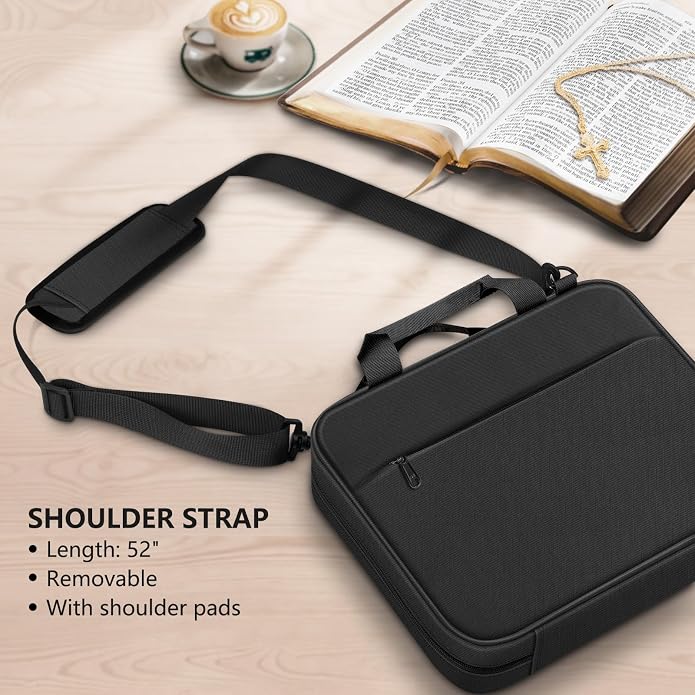 FINPAC Large Bible Cover, Carrying Book Case Church Bag Bible Protective with Zippered Pocket and Handle, Gift for Men Women