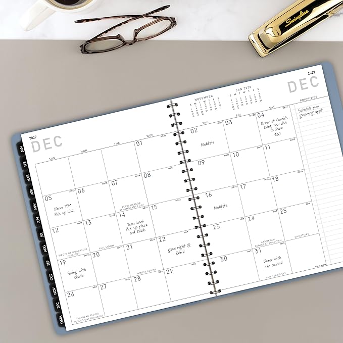 AT-A-GLANCE 2027 Planner, Weekly & Monthly, 8.25" x 11", Contemporary Lite, Slate Blue (70940X2027)