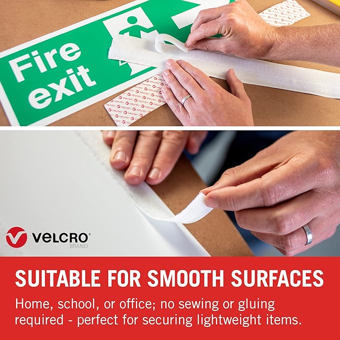 Velcro Brand | Stick On Tape | Cut-to-Length Strong Hook & Loop Self Adhesive Sticky Tape Perfect for Room Décor & Home, Office, Garage Use | Black | 20mm x 7.5m
