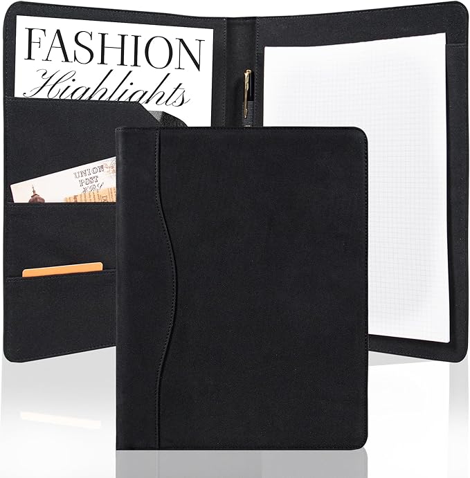 AZXCG Portfolio Binder, Genuine Leather Portfolio for Men and Women,Legal Pads Padfolio, Resume Folder with Card Holder,Business Padfolio for Meetings and Interviews,Gift for Valentine's Day