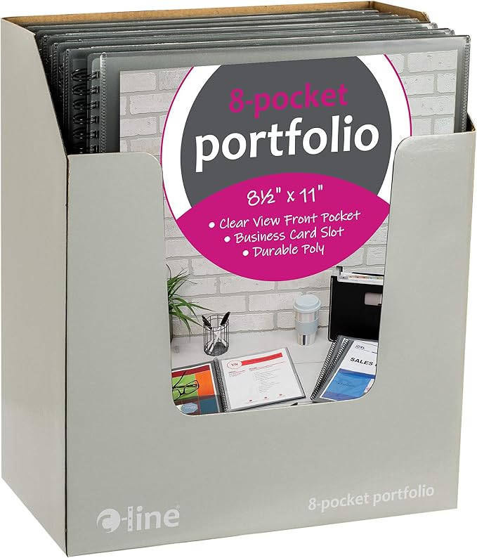 C-Line 8-Pocket Spiral-Bound Poly Portfolio, Letter Size, 1 Portfolio, Smoke Gray (33081)