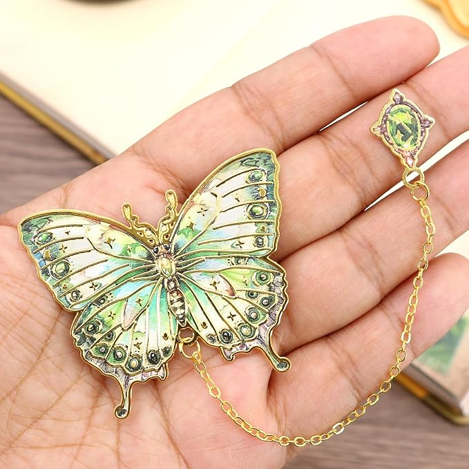 4pcs Butterfly Bookmarks for Women, Aesthetic Vintage Metal Bookmarks with Chain for Reading Women, Book Lovers, Unique Gold Butterflies Book Markers Gifts