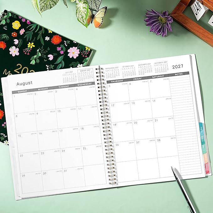 Monthly Planner 2026-2027 - Jul 2026 - Dec 2027, 18 Monthly Planner/Calendar 2026-2027, 9" x 11", 18 Months, Colorful Tabs, Back Pocket, Holidays, Twin-Wire Binding, Note Pages