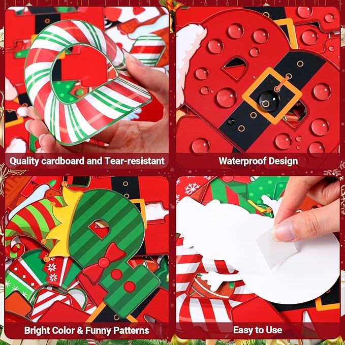 Faccito 176 Pcs Christmas Bulletin Board Decorations Letters Numbers Alphabet Punctuation Symbols Combo Christmas Paper Cutouts Red Green Classroom Decorations for School Chalkboard Party Crafts