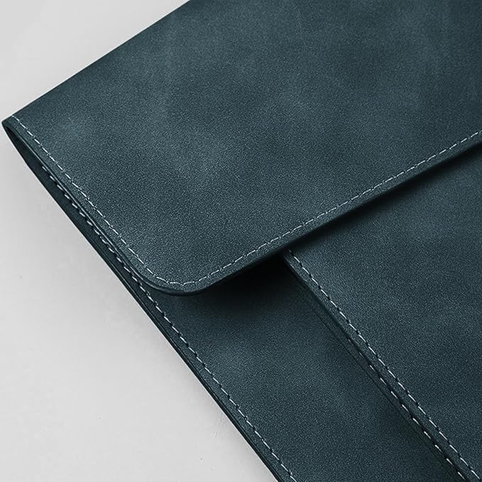 PU Leather A4 File Folder Document Holder with 2 Compartments Envelope Folder Case with Snap Closure for Receipt Contract (Green)