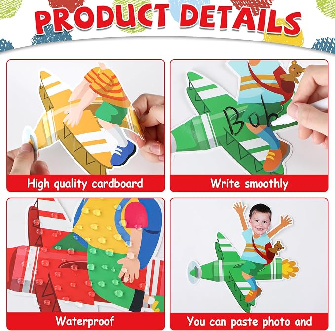 gisgfim 80Pcs Crayon Cutouts Back to School Decoration Bulletin Board Colorful Crayon Airplane Paper Cut-Out Classroom Decor for Boy Girl DIY Craft Photo Wall Kindergarten Preschool Party Favor Supply