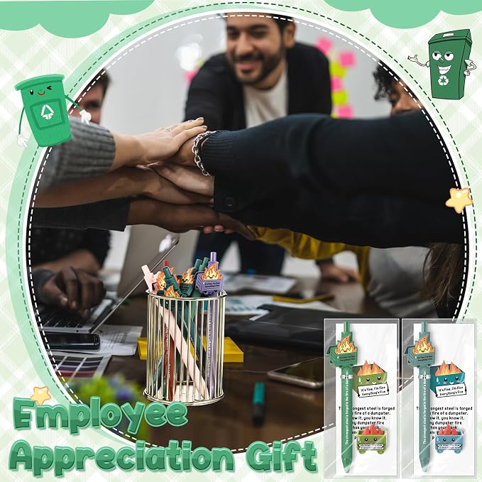 Sayglossy 36 Set Dumpster Funny Desk Accessorie Employee Appreciation Bulk Teacher Graduation End of Year Positive Coworker CNA Nurse Thank You Inspirational Pen Mini Figurine Card Bookmark (Morandi)
