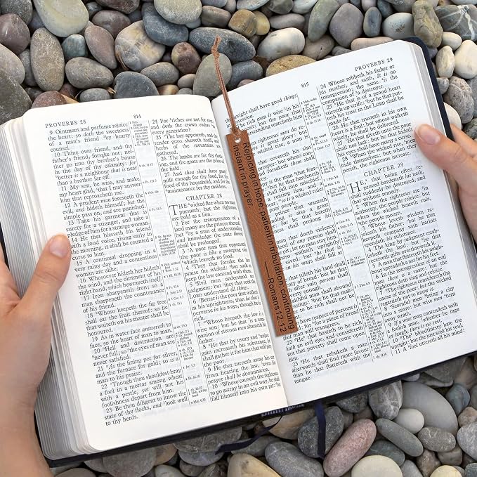 Roowest 20 Pcs Christian Father Day Gifts Bible Bookmark Inspirational Book Markers Religious Gifts for Christian Leather Bookmark Scripture Church Supplies Reading Reward, 20 Styles(Brown)