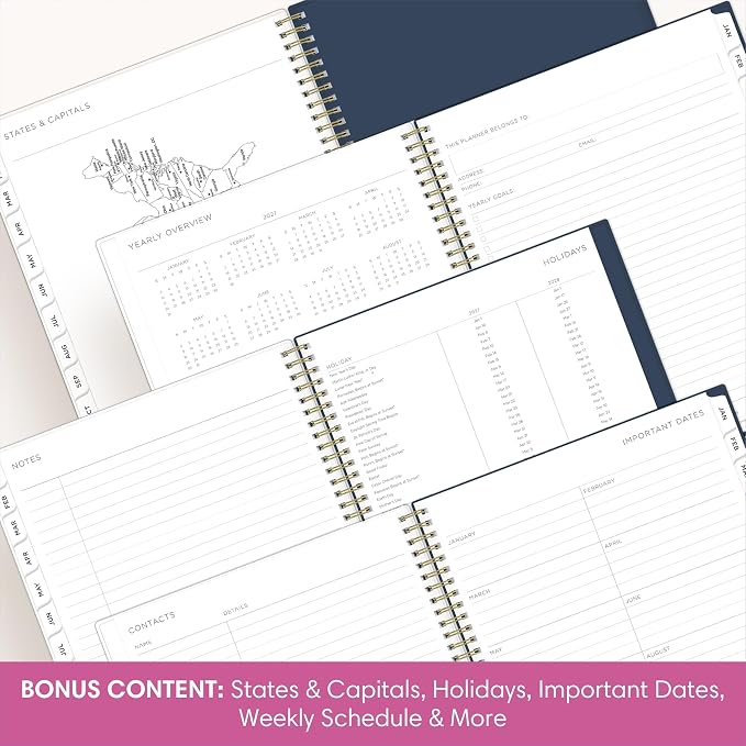 Blue Sky Kelly Ventura 2027 Weekly and Monthly Planner Calendar, January 2027 - December 2027, 8.5" x 11", Flexible Cover, Laminated Tabs, Durable Twin Wire Binding, Storage Pocket, Includes Sticker Sheet, Anemones