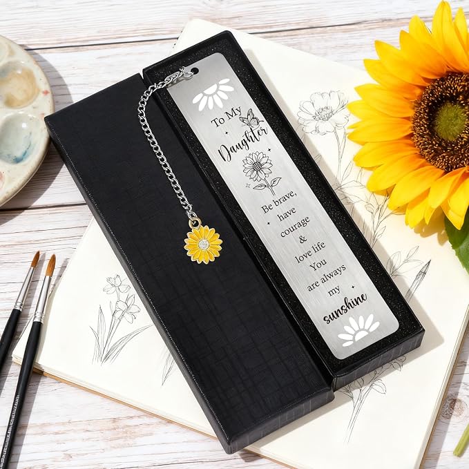 Inspirational Daughter Bookmark Gifts - Daughter Gifts from Mom Dad, Sweet 16 18 21 Birthday Bookmark for Teens, Encouraging Graduation Christmas Accompany Present for Girls