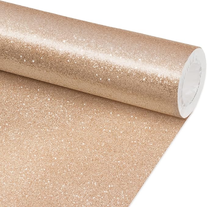 Glitter Bulletin Board Paper Roll Sparkle Wrapping Paper Bulletin Board Decor Glitter Poster Gift Wrapping DIY Art Crafts Wallpaper Background for Home Office Classroom Decor 17" x 20ft, Champagne