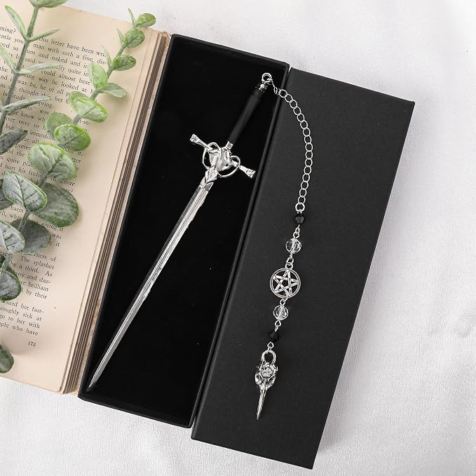 Halloween Gothic Sword Bookmark - Unique Crow Charm Metal Book Marks for Women Men Cool Page Mark Birthday Bookish Gifts School Reading Accessories for Students Teachers Lovers Readers