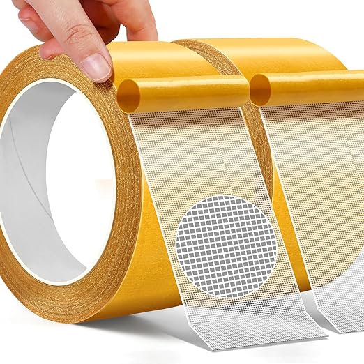 Fabric Tape Multifunctional Double Sided Tape 2 Sided Tape 2 Rolls 2inchx33FT10m Heavy Duty Carpet Tape with Strong Adhesion, Suitable for Sofas, Doormats, Wood, Glass, Plastic