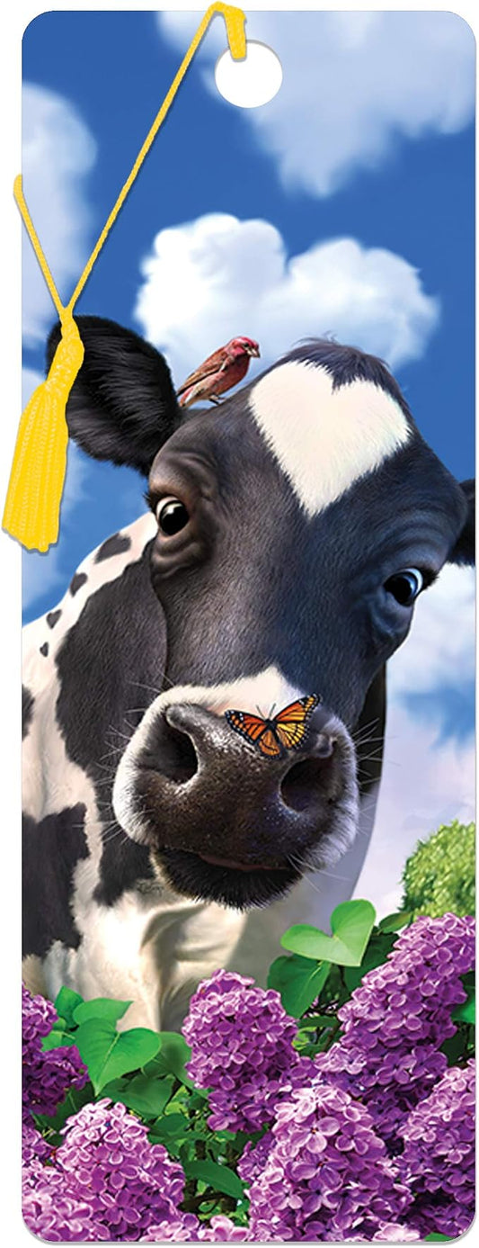 3D LiveLife Bookmark - Curious Cow from Deluxebase. Cute Lenticular Cow Page Marker. Animal Themed Accessories for Book Lovers. Small Gifts for Men, Women, Writers and Teachers.