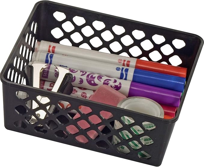 Officemate Recycled Supply Basket, Plastic, 6.13 x 5 x 2.38, Black, 3/Pack