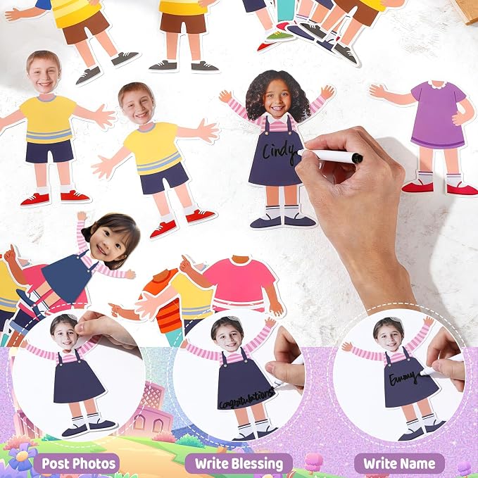 60Pcs Back to School Paper Cutouts Diverse Students Bulletin Board Student Diversity DIY Photo Craft Cutout All are Welcome Diversity Classroom Supplies for First Day of School Chalkboard Wall Decor