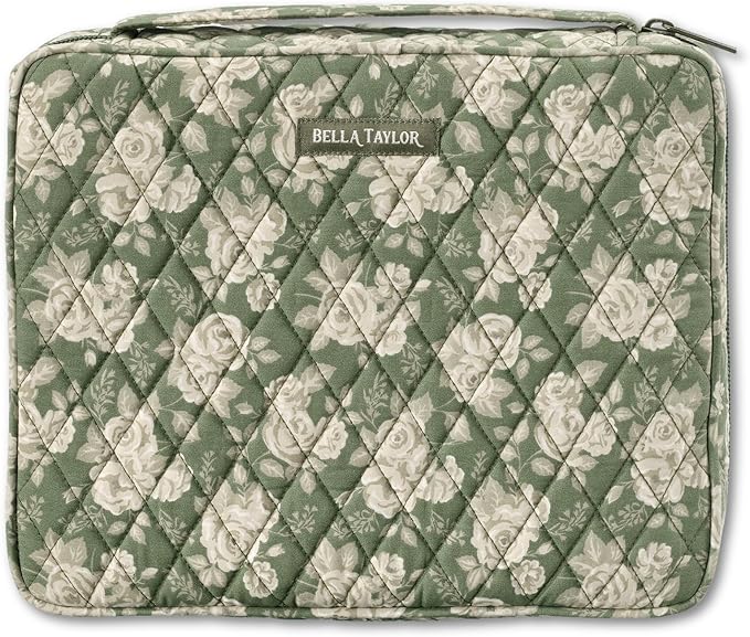 Bella Taylor Quilted Bible Cover for Women - Large Study Bible Case - Heirloom Rose