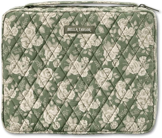 Bella Taylor Quilted Bible Cover for Women - Large Study Bible Case - Heirloom Rose