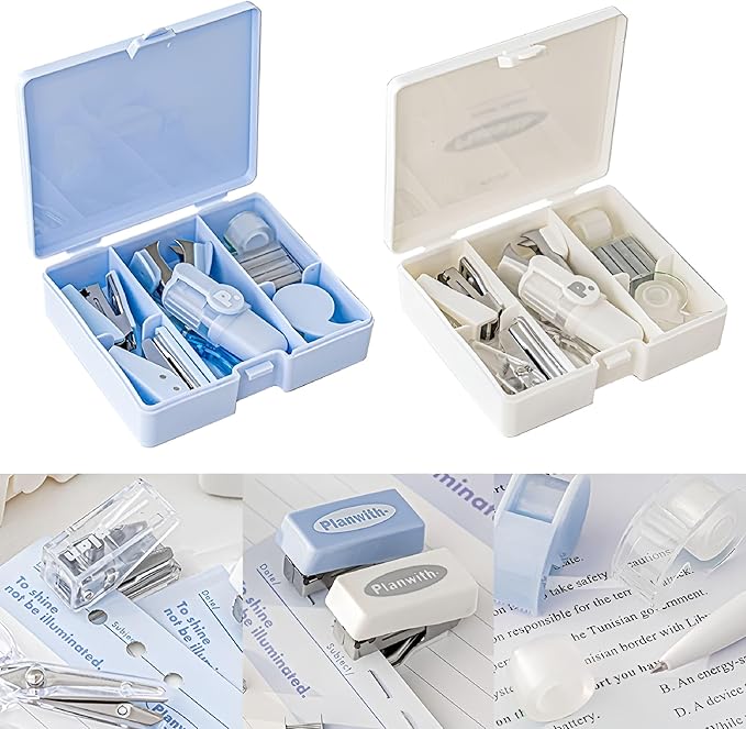 Mini Stapler Staple Punch Hole Tape Machine Set Multifunction Tool