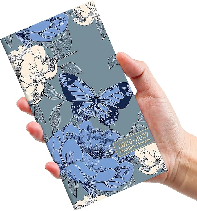 Pocket Calendar 2026-2027 for Purse, Two Year Monthly Planner Pocket Size, Jan 2026 to Dec 2027 Monthly Planner Small Size (6.5" x 3.5") - Flutter Garden