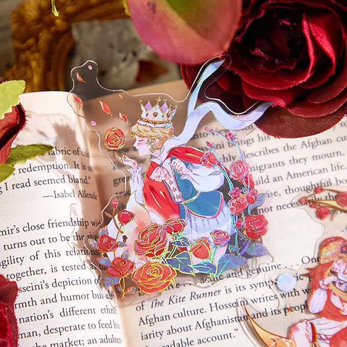 40Pcs Holographic Bookmark, Transparent Waterproof Flashing Castle Butterfly Flower Bookmarks, Rose Floral Window Bookmark Book Markers for Book Lover Kids Teacher Student Birthday Gift (Colorful)