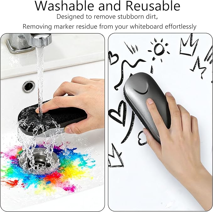Magnetic Dry Erase Erasers - 4 Pack Whiteboard Eraser for Glass White Board Strong Magnet Eraser for Office School Dry Erase Board, Fridge Calendar (Grey)