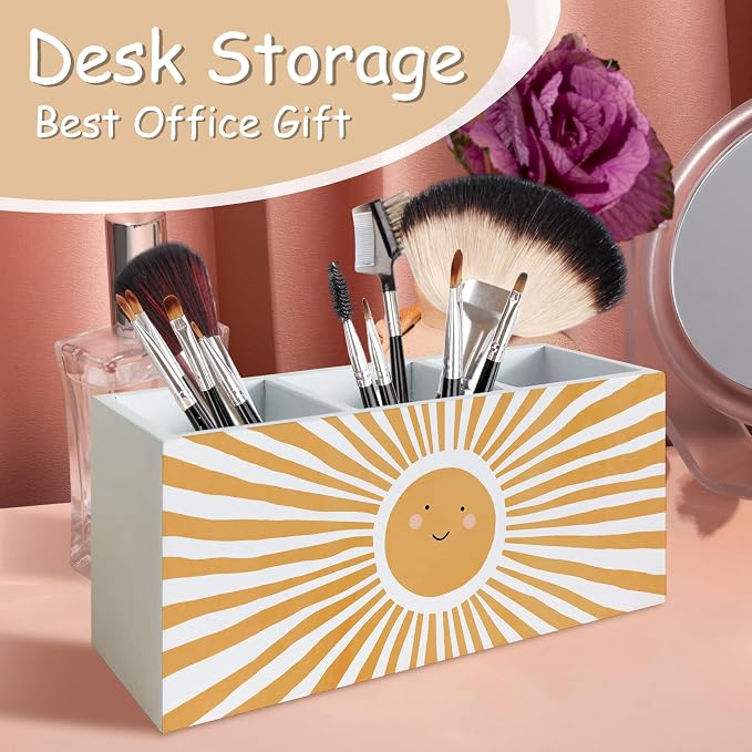 Boho Sun Sunshine Pen Pencil Holder for School Counselor Office Classroom Desk, Motivational Pen Pencil Holder Organizer for Therapy Kids Boys Girls Room Decor, Inspirational Office Decor