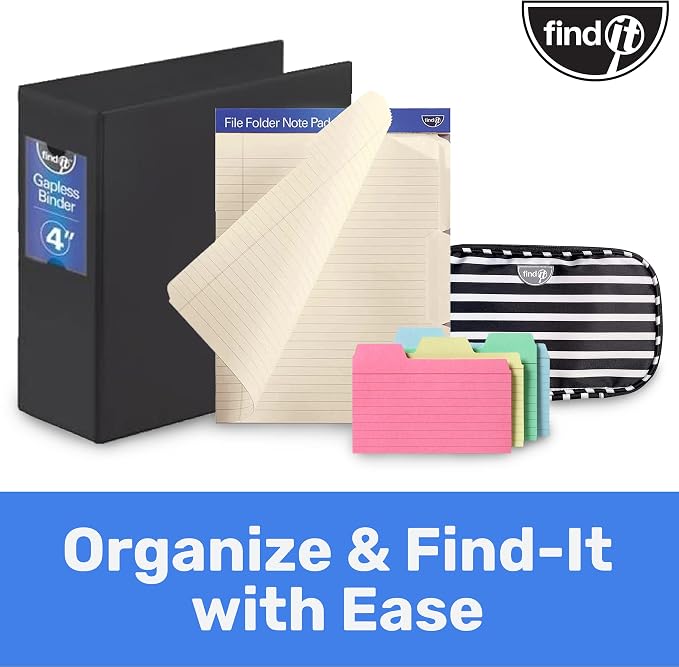 Find It File Folder Notepad - Pack of 36-9.5 x 12.5 Inch Notebook Organizer Folders for Filing, Document, and Clipboard Organization - Assorted Neon Colors