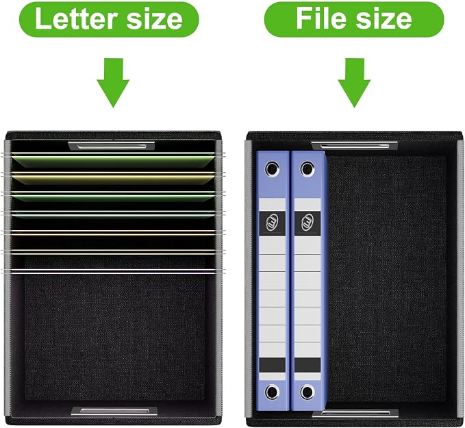 File Organizer Box with Lid, Collapsible Faux Leather Document Organizer, Hanging File Folder Box with Plastic Slide, Decorative Filing Boxes Cabinet for File and Folders Storage(Green)