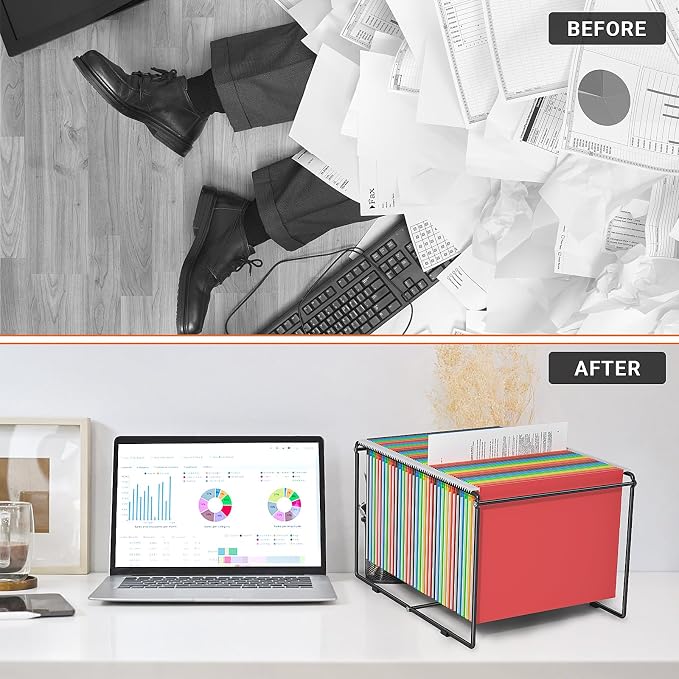 2 Sets Hanging File Folder Frame Letter/Legal Size,Less Than 9.5”H/15.4”D File Cabinet Rail/Drawer/Inserts,Hanging File Holder,Desk Organizer for Accessories,Filing Box,Anti-Scratch/Rusty