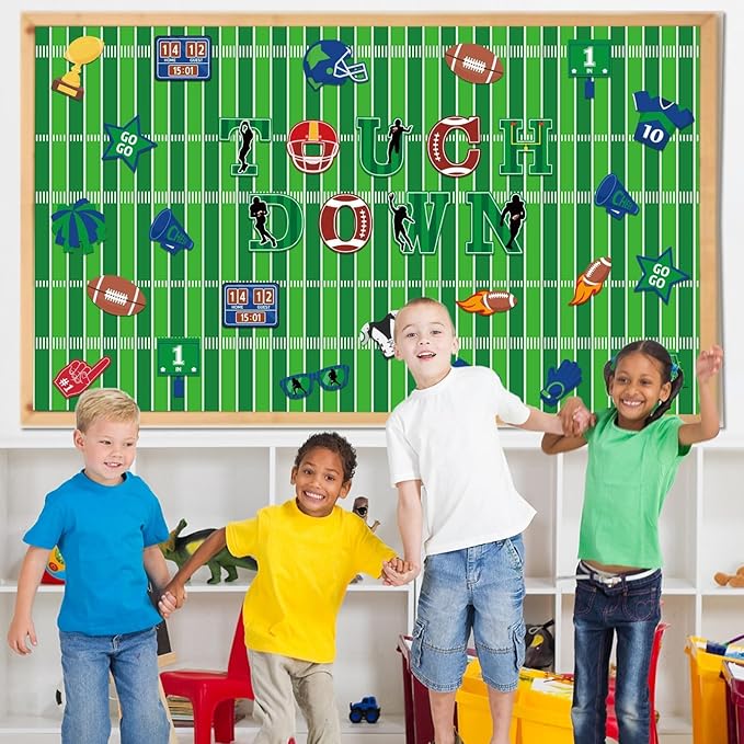 Football Bulletin Board Roll Plastic Bulletin Board Roll 15.75inch x 23ft Peel and Stick Anti Wrinkle Bulletins Boards for Football Party 2026 Classroom Sports Wrap Supply Wall Decoration