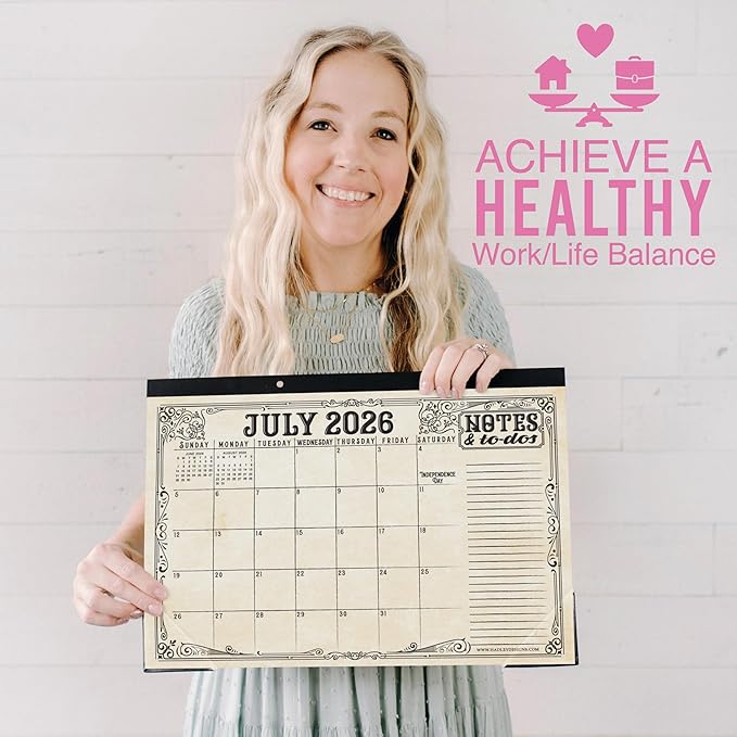 Hadley Designs Large Teacher Desk Calendar 2026-2027 - Desktop Calendar 2026, 18-Month Desk Calendars for Home, Office & Classroom, Cute Classroom Must Haves, Teacher Appreciation Gifts