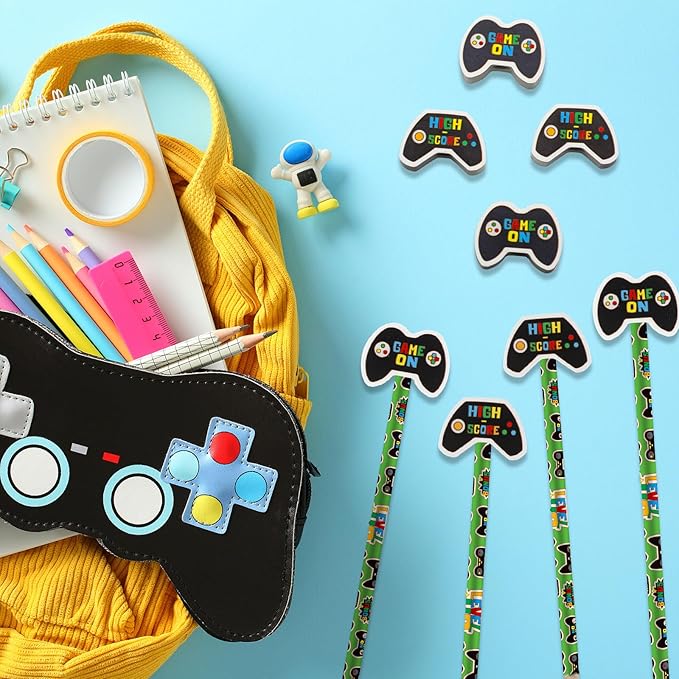 32 Pcs Video Game Pencil with Eraser Party Favors Gifts Gamer Controllers Pen Goodie Bag Fillers Theme Stationery Set for School Classrooms Exchange Reward Prizes Home Office School Supplies