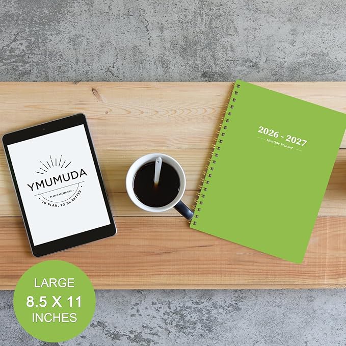 Ymumuda 2026 Planner-2 Year Monthly Planner 2026-2027, JAN.2026 - DEC.2027, 8.5" x 11", 26-27 Monthly Calendar,Large Planner with Spiral Bound, 24 Months Perfect for School OfficeSchedule