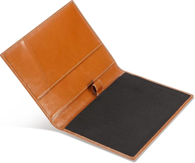 Leather Junior Padfolio for Men & Women with Pen Loop, Italian Calfskin, Business Portfolio Notebook Folder (Antiqued Brown)