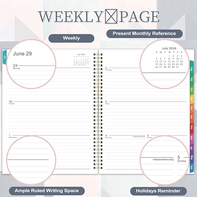 2026-2027 Planner - 9" x 11", JULY 2026 - JUNE 2027, Weekly & Monthly Academic Planner 2026-2027, Thick Paper, Back Pocket with 12 Monthly Tab