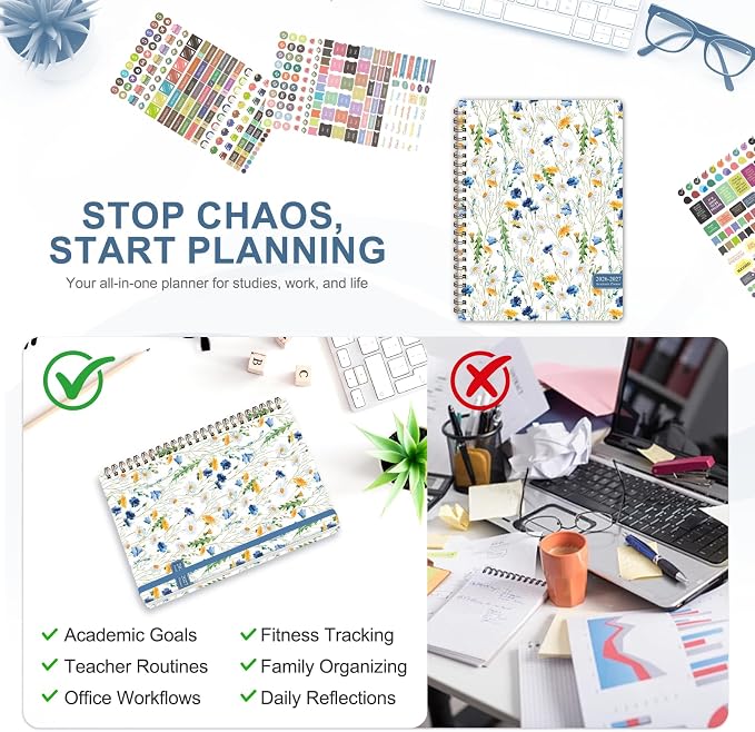 Planner 2026-2027, Weekly and Monthly Academic Planner, July 2026 - June 2027, Hardcover Calendar Agenda Book for School Year Planning, School Supplies for Teacher and Student, A5(6.3'' x 8.5'')