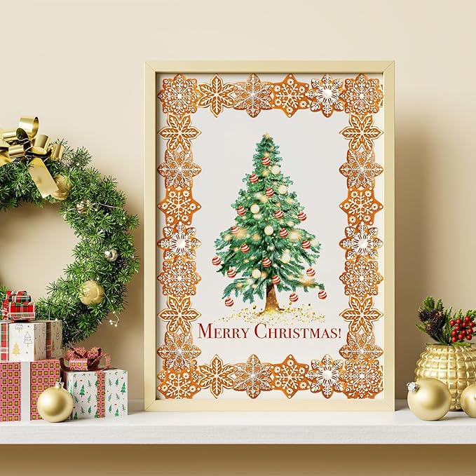 FYSUIMU 60 Pcs Winter Snowflake Bulletin Board Borders Gingerbread Snowflake Border Trim Christmas Self-Adhesive Sticker Decals for Xmas Winter Holiday Party Home Classroom Chalkboard Wall Decor