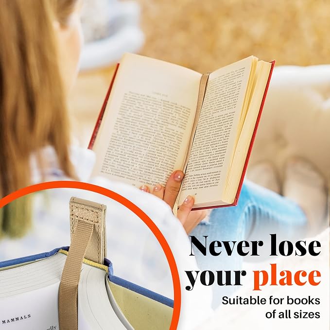 Superior Essentials Planner Magnetic Bookmark - Genuine Leather, Single Long Ribbon Bible Bookmark for Book Lovers - Amplify Your Love for Books with Our Elegant Ribbon Page Marker (1PC, Tan)