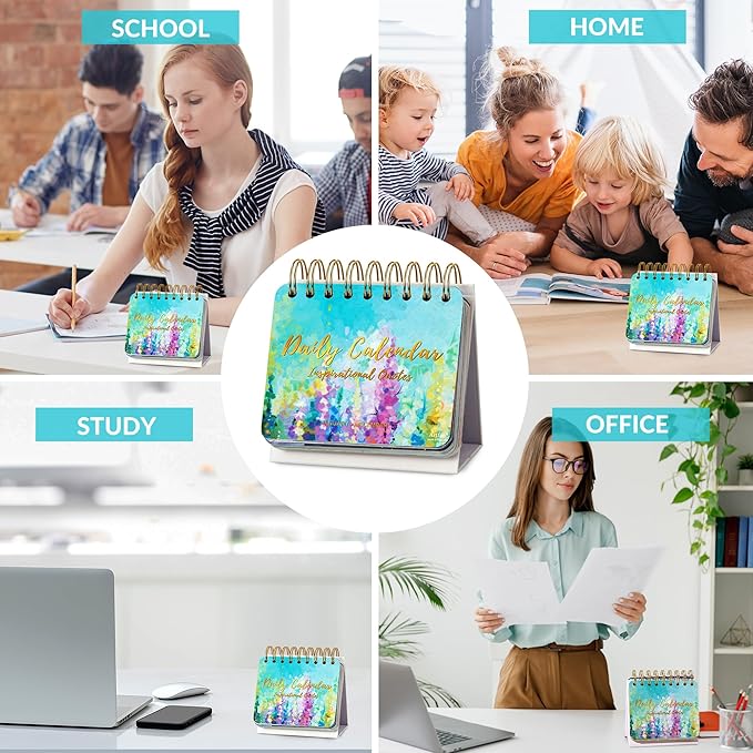 Motivational Calendar - Desk Calendar Standing Flip, Perpetual Calendar, 4.8"x5.5", Perpetual Desk Calendar With Inspirational Quotes, Office Desk Accessories For Women