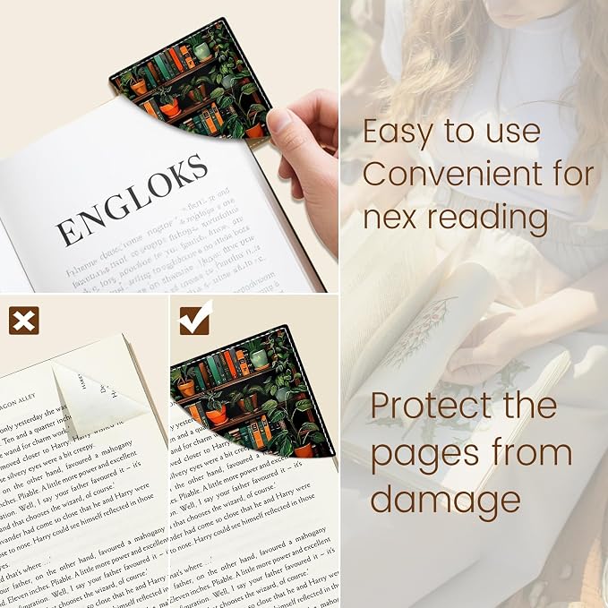 Icycay Floral Birds Corner Bookmarks, Cute Leather Book Accessories for Book Lovers, 3 Pcs Reading Book Page Markers for Women Men Student Teacher Girls Boys Kids Retirement Birthday Gifts