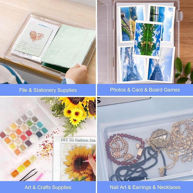 A4 Paper Holder Portable File Box Clear Plastic Document Case Waterproof Dustproof PP Storage Folder Magazine Filing Organizer Office/School Supplies(1-pack-clear-updated)