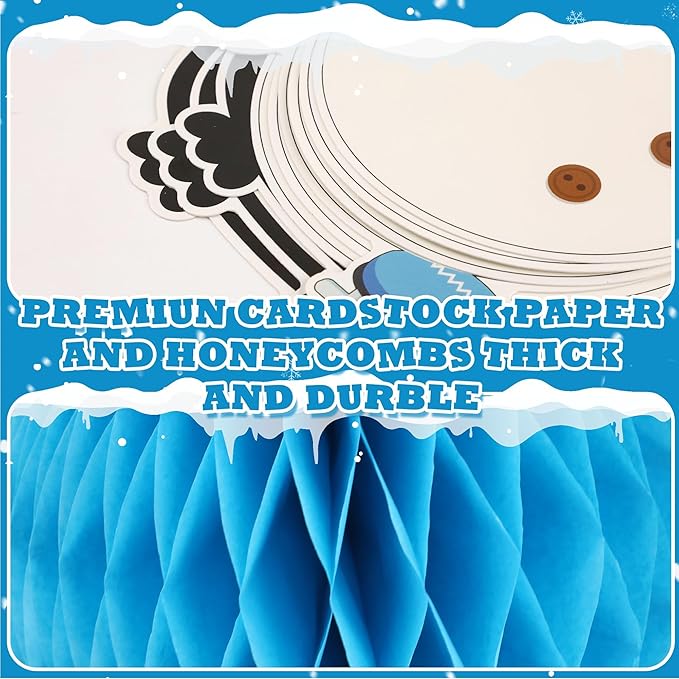 Naozinebi 53PCS 3D Winter Honeycomb Bulletin Board Snowflake Penguin Bulletin Board Set Christmas Party Supply Snowman Bulletin Board Let it Snow Paper Cutouts with School Classroom Wall Decor