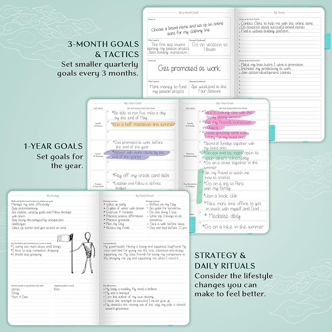 Legend Planner – Undated Weekly & Monthly Life Planner to Hit Your Goals & Live Happier, Organizer Notebook & Productivity Journal, A5 (Aquamarine)
