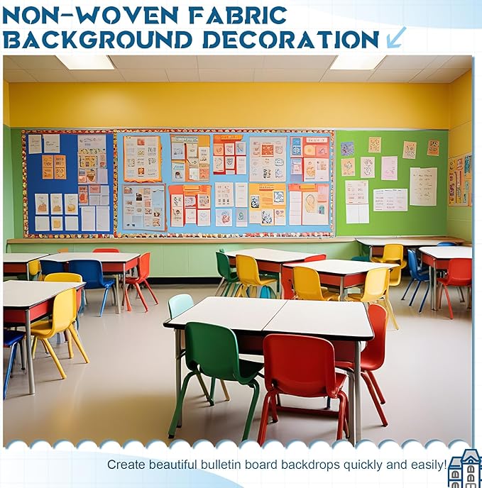 Hahafelt 16 in x 40 Ft Fabric Bulletin Board Roll Classroom Non Woven Fabric Background Decorations Waterproof Wrinkle Resistant Bulletin Board for Back to School Wall Decor(Light Blue,Pure)