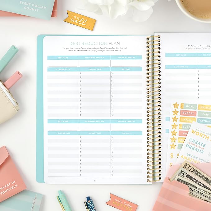 PPP Money Planner | 10 Cash Budget Envelopes | Budget Planner | Annual & Monthly Financial Worksheet, Expense, Saving & Debt Reduction Pages | Stickers | Long-Term Financial Goals | Spend Ledger